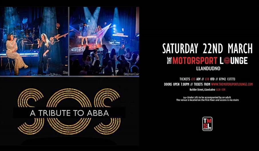 SOS - A Tribute to Abba - party night at The Motorsport Lounge, Llandudno