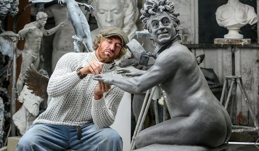 Sculptor Nick Elphick in his studio