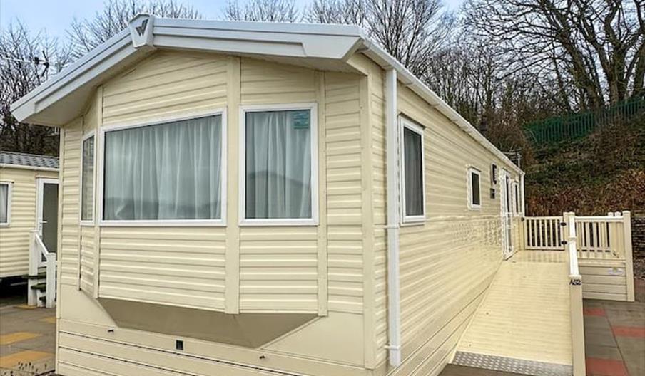Exterior of wheelchair accessible caravan Abergele