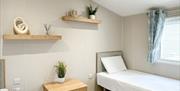Another view of twin bedroom in wheelchair accessible caravan Abergele
